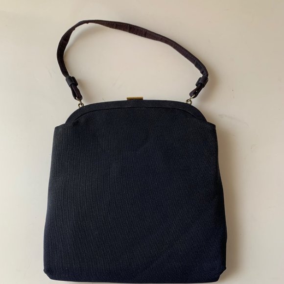 Vintage Evening Bag Rhinestone AB Closure Handbag 60s Top Handle Framed - Picture 7 of 7